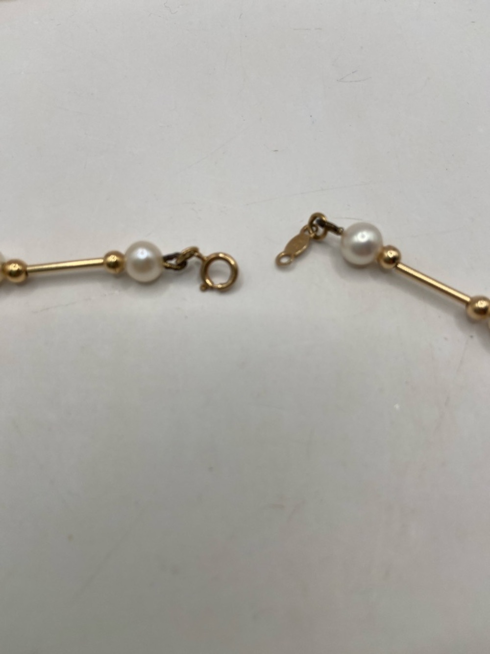 Rare 14K Yellow Gold 5mm Cultured Pearl By The Yard Station Necklace 18”L - Picture 4 of 9